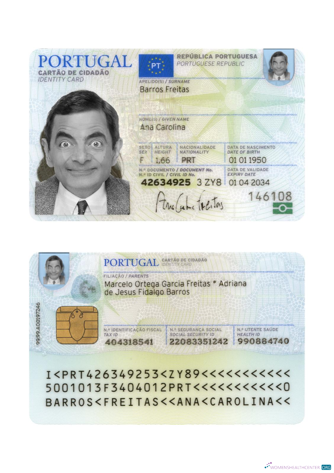 Download Portugal ID card 2024 present Photoshop template